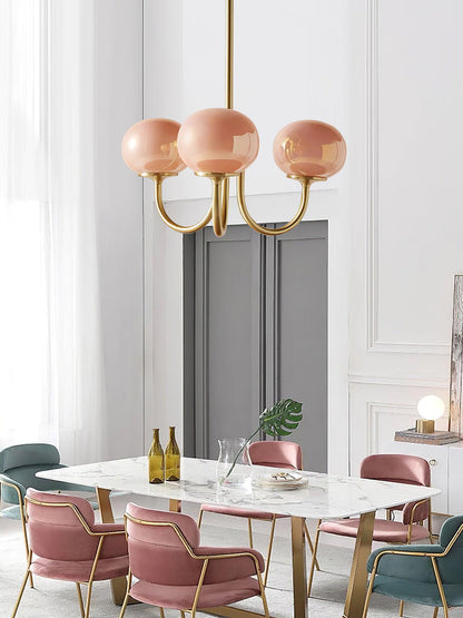 Soft Pink Glass Pendant Chandelier Light