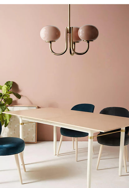 Soft Pink Glass Pendant Chandelier Light