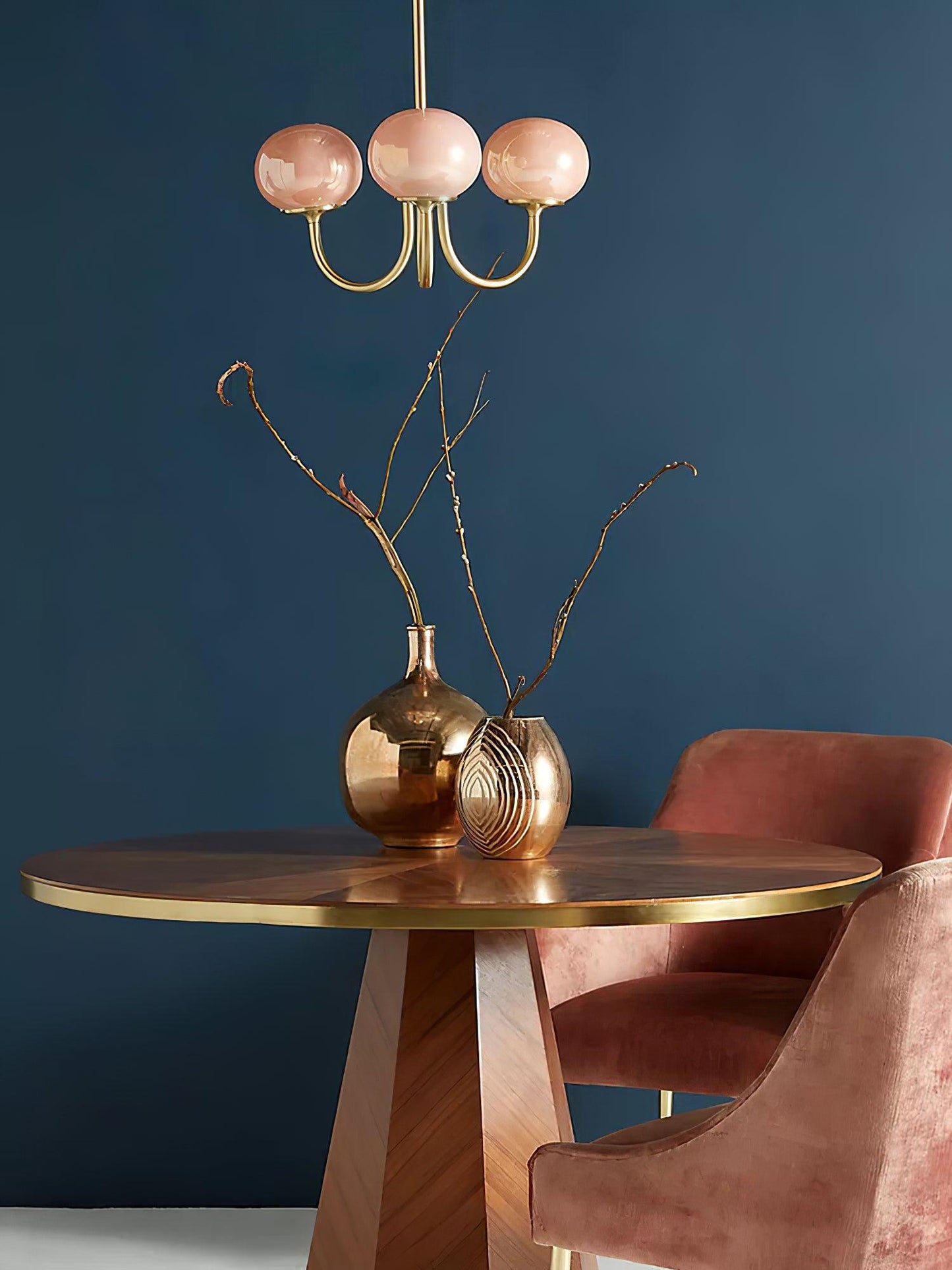Soft Pink Glass Pendant Chandelier Light