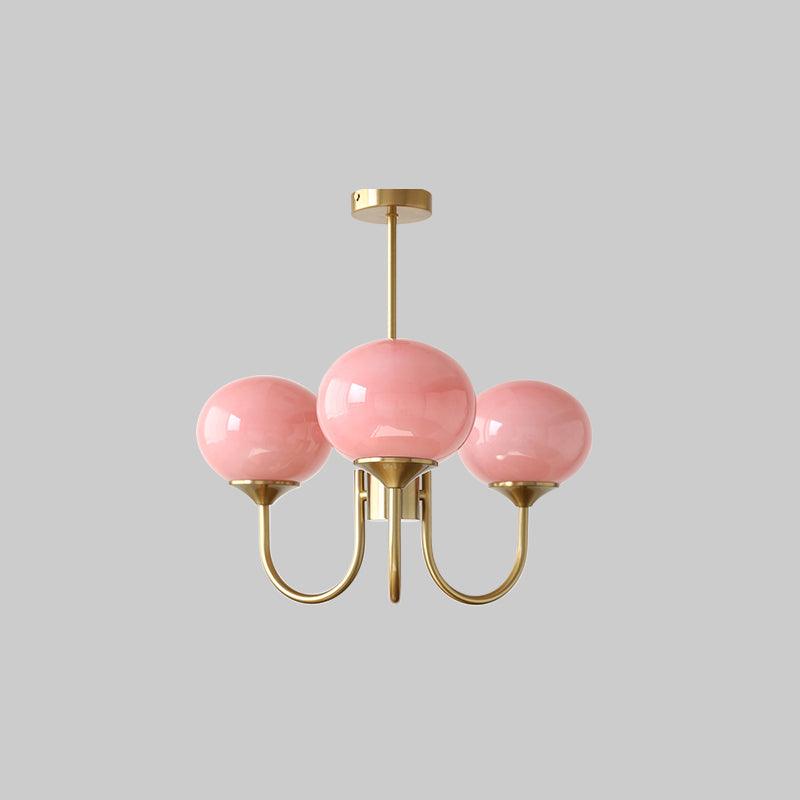 Soft Pink Glass Pendant Chandelier Light