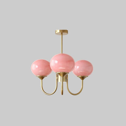 Soft Pink Glass Pendant Chandelier Light