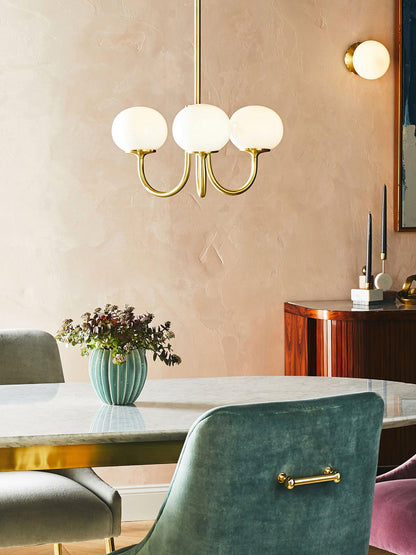 Soft Pink Glass Pendant Chandelier Light
