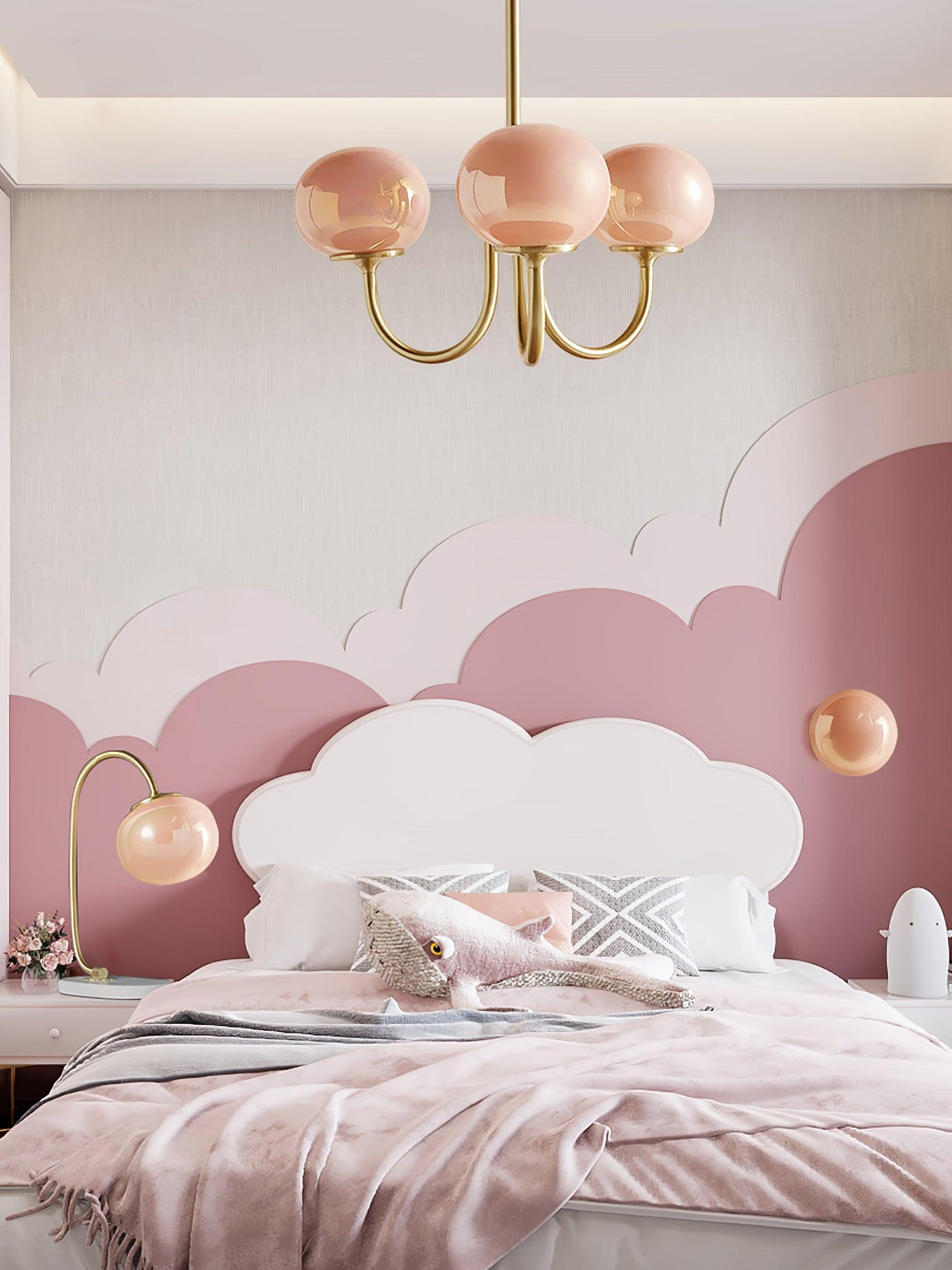Soft Pink Glass Pendant Chandelier Light