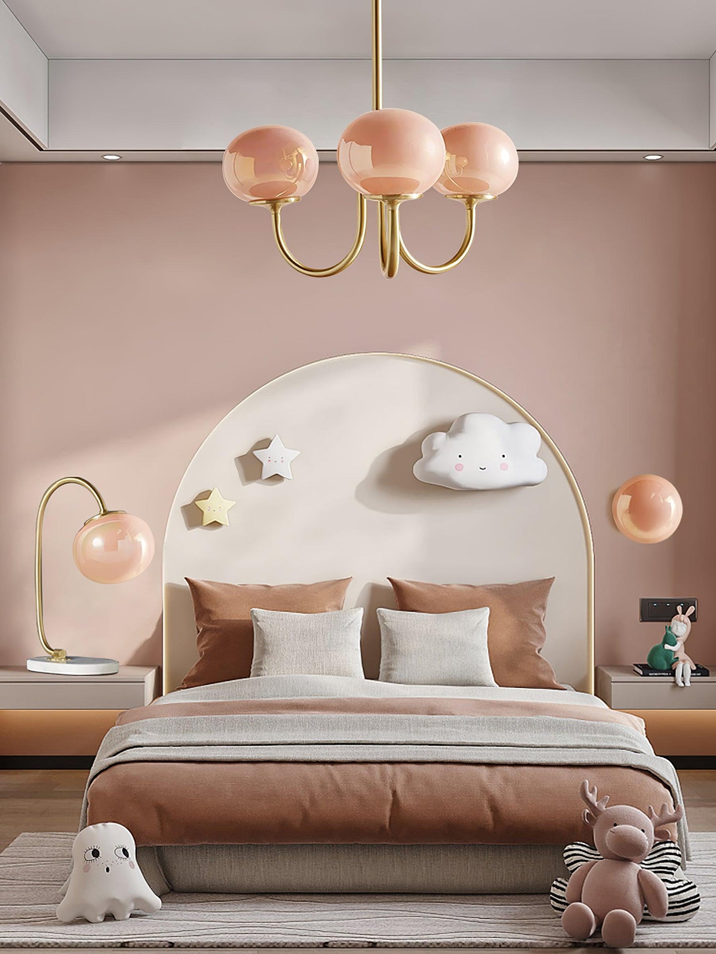 Soft Pink Glass Pendant Chandelier Light
