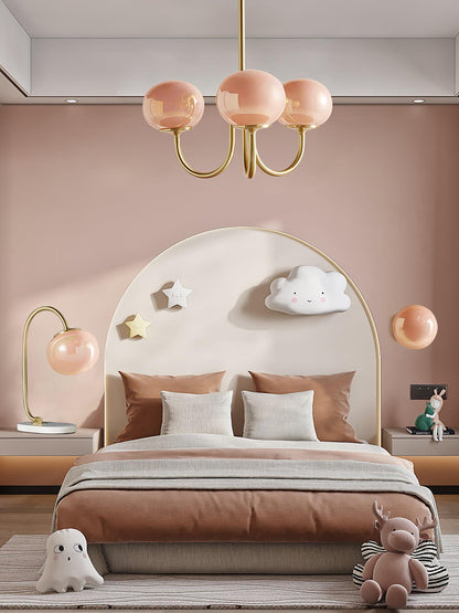 Soft Pink Glass Pendant Chandelier Light