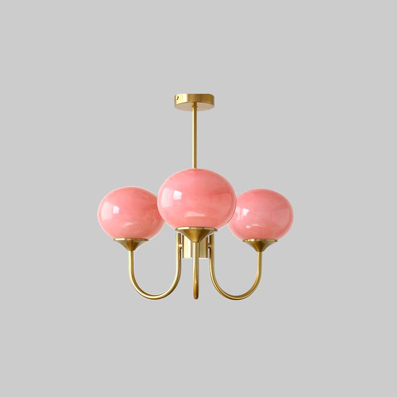 Soft Pink Glass Pendant Chandelier Light