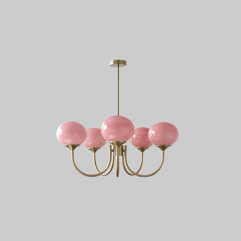 Soft Pink Glass Pendant Chandelier Light