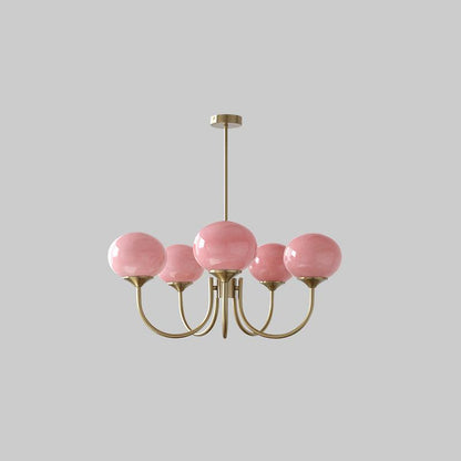 Soft Pink Glass Pendant Chandelier Light