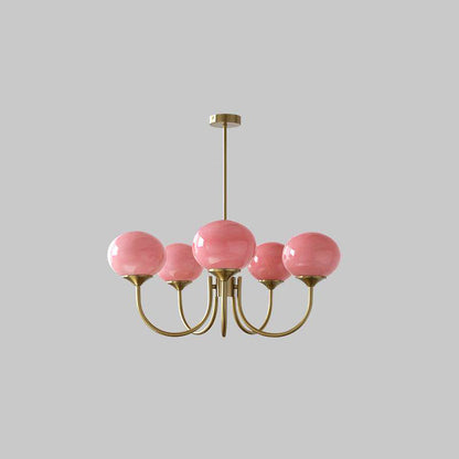Soft Pink Glass Pendant Chandelier Light