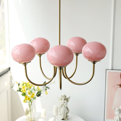 Soft Pink Glass Pendant Chandelier Light