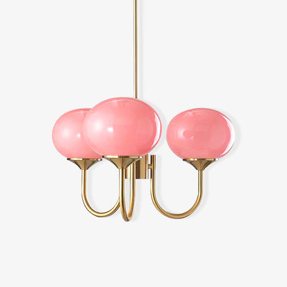 Soft Pink Glass Pendant Chandelier Light