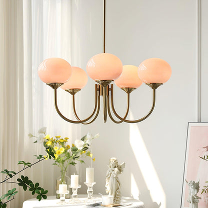 Soft Pink Glass Pendant Chandelier Light