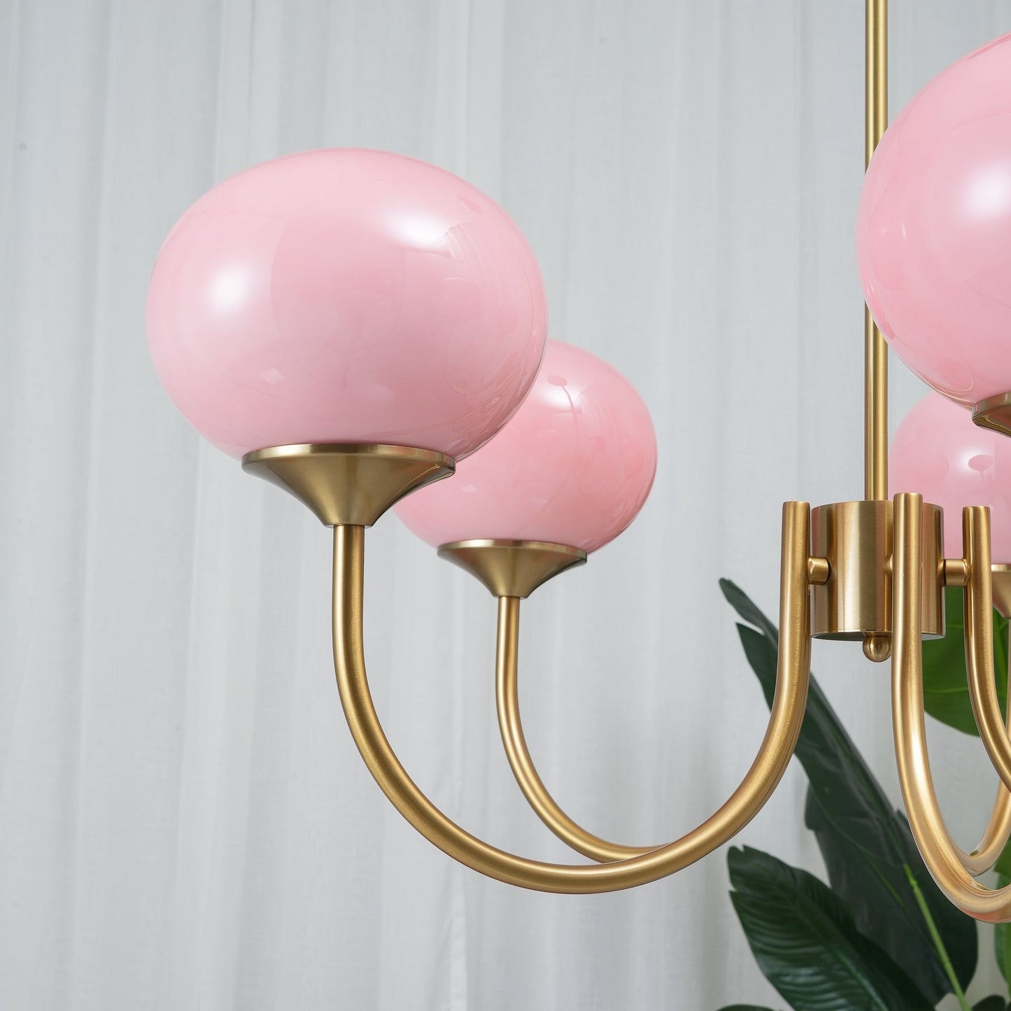 Soft Pink Glass Pendant Chandelier Light