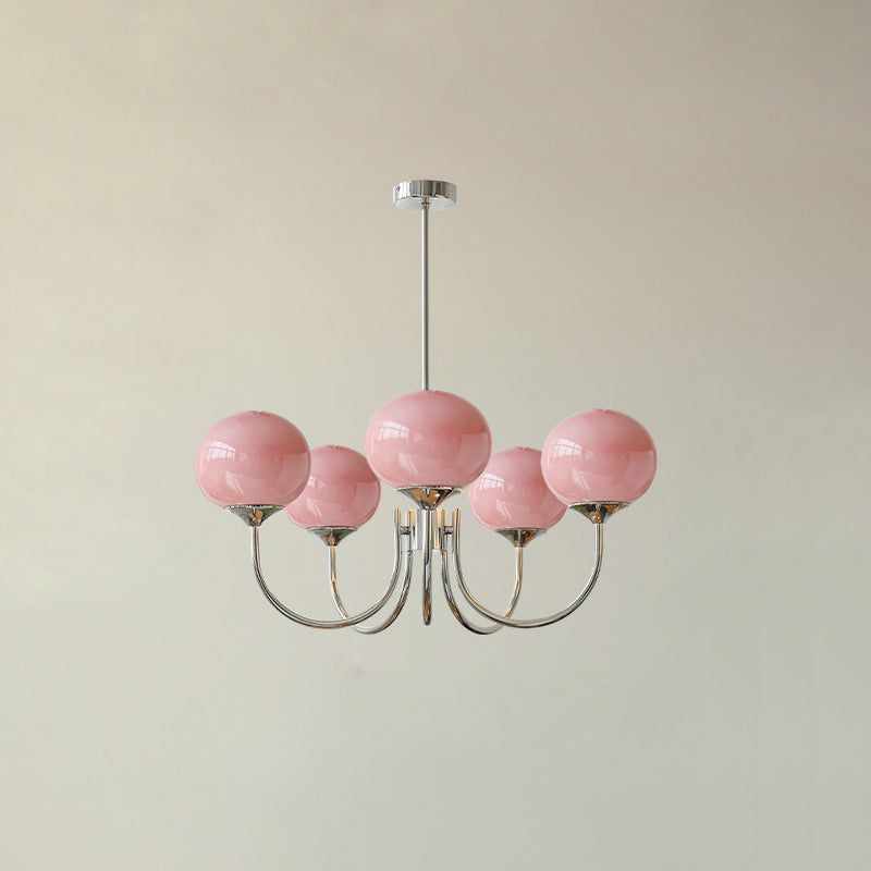 Soft Pink Glass Pendant Chandelier Light