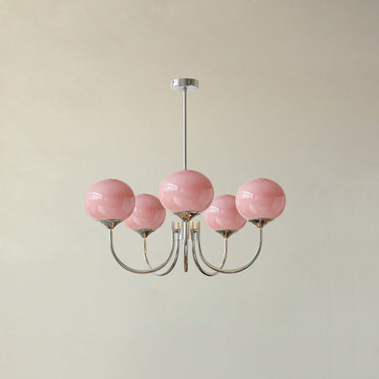 Soft Pink Glass Pendant Chandelier Light