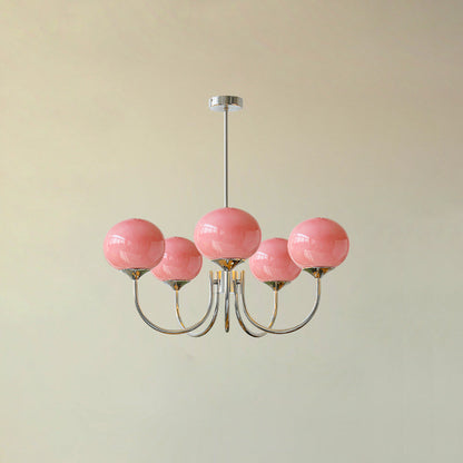 Soft Pink Glass Pendant Chandelier Light