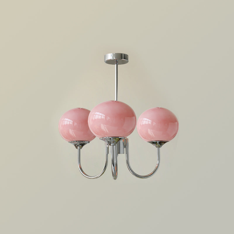 Soft Pink Glass Pendant Chandelier Light