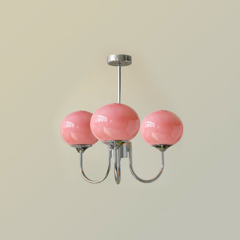 Soft Pink Glass Pendant Chandelier Light