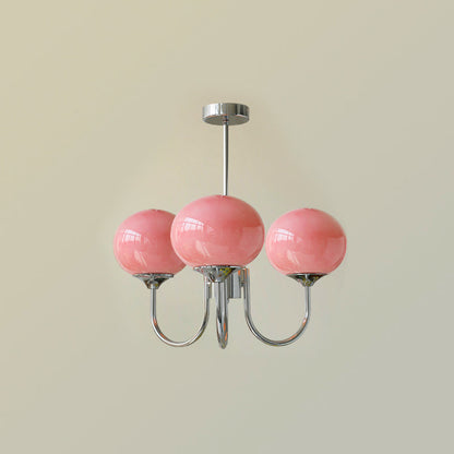 Soft Pink Glass Pendant Chandelier Light
