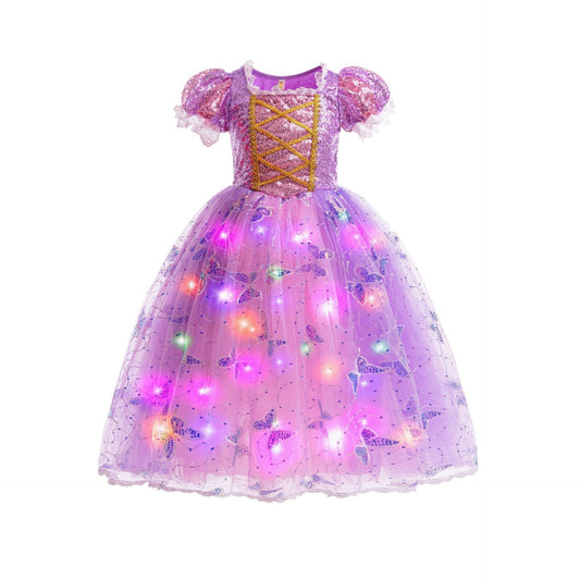 Sparkly Kids Mermaid Dress Glow Girls Party Costume - Lusomart