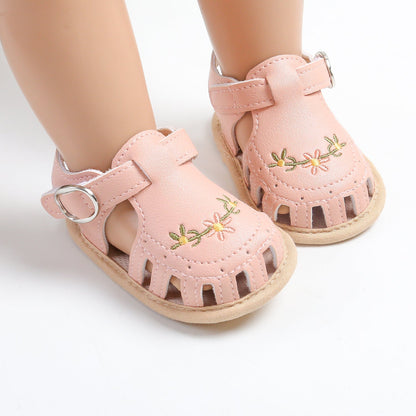 Meisjes Sandalen Bloemenborduursel Zacht Imitatieleer Antislip Zool 3