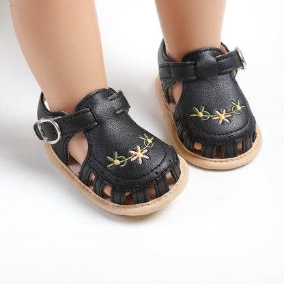 Meisjes Sandalen Bloemenborduursel Zacht Imitatieleer Antislip Zool 4