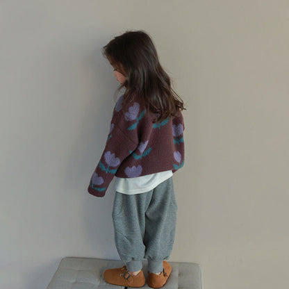 Kids' Floral Sweater Comfortable Cotton Top - Lusomart