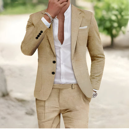 Classic Fit Mens Two Piece Suit Jacket Set
