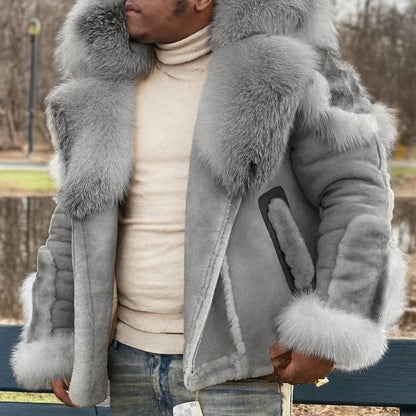 Warm Men's Parka Jacket Big Collar Coat