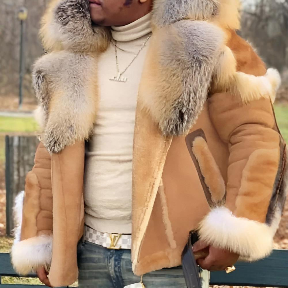Warm Men's Parka Jacket Big Collar Coat