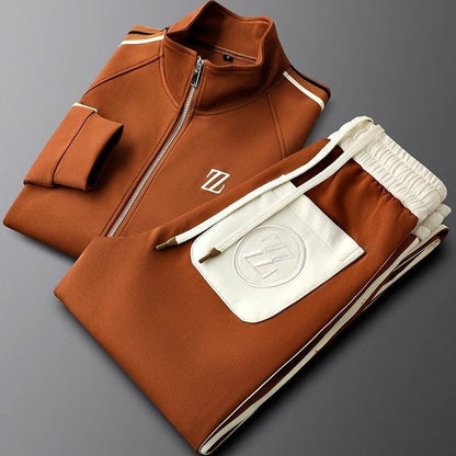 Men's Sporty 2-Piece Tracksuit with Zipper Jacket - Lusomart