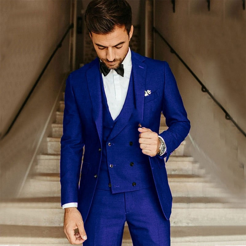 Men's 3-Piece Slim Fit Suit with Blazer Vest and Trousers 1