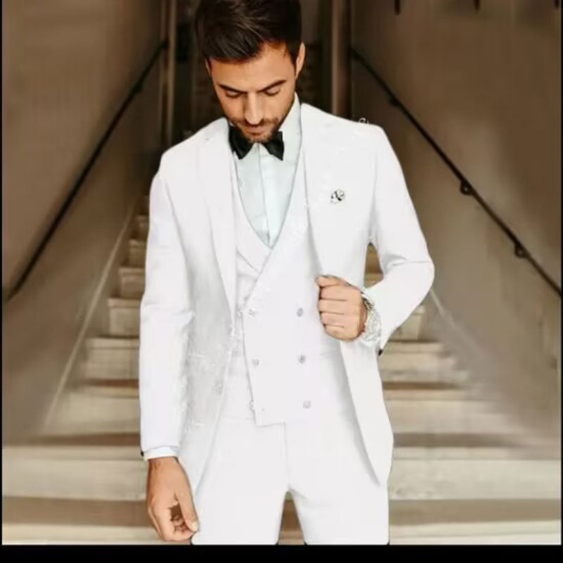 Men's 3-Piece Slim Fit Suit with Blazer Vest and Trousers 4