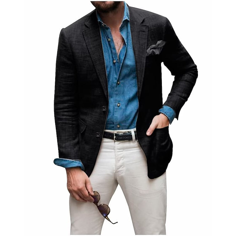 Men's Casual Linen Blazer Jacket - Lightweight, Breathable All-Season Wear for Versatile Style 1