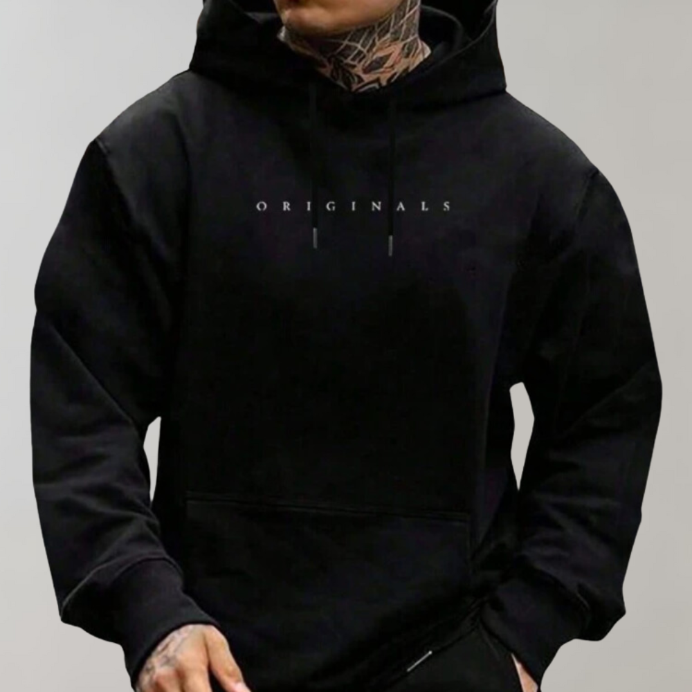 Warm Crew Neck Men's Hooded Sweatshirt with Pocket - Lusomart