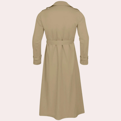 Men's Classic Long Trench Coat with Belt and Double-Breasted Closure 3