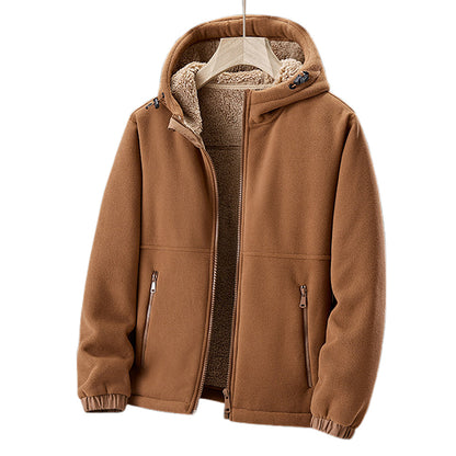 Warm Men's Fleece Hooded Winter Coat with Zip Pockets - Lusomart