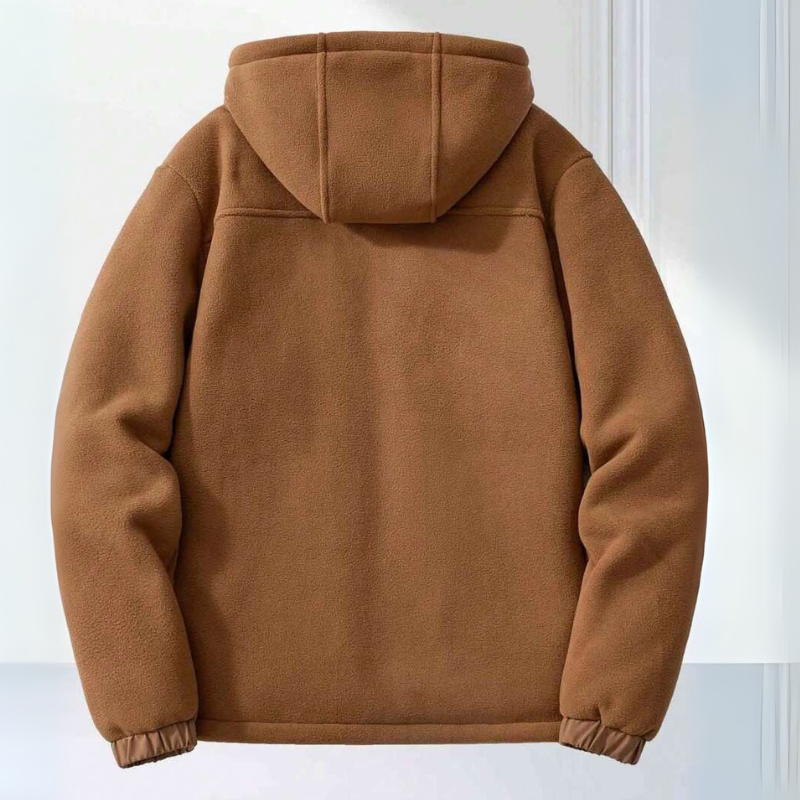Men's Fleece Winter Jacket with Hood and Zipper Pockets 2