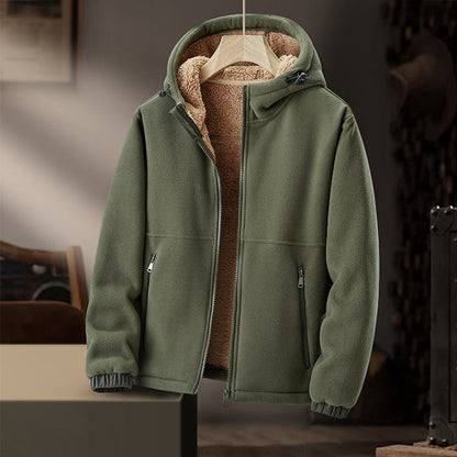 Men's Fleece Winter Jacket with Hood and Zipper Pockets 5
