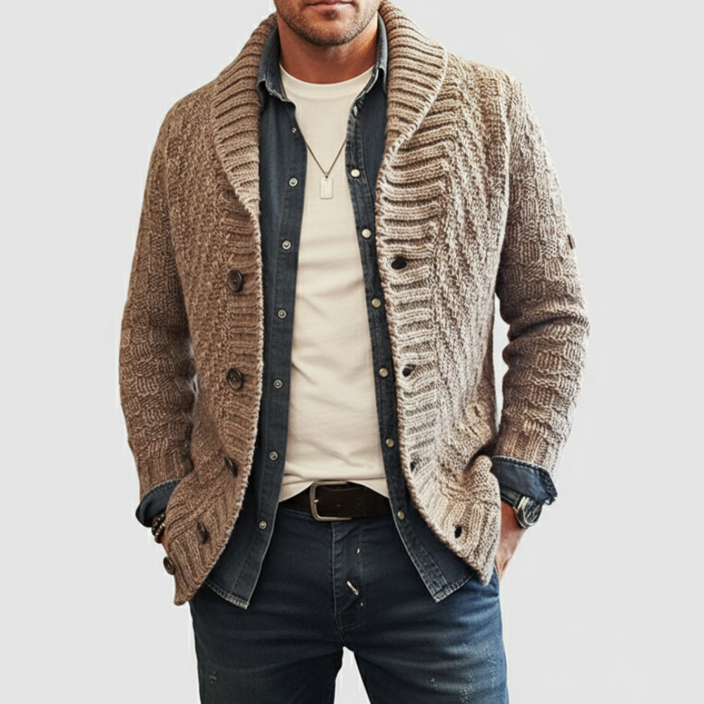 Men's Long Sleeve Knit Cardigan Coat - Lusomart
