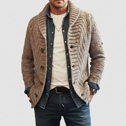 Men's Long Sleeve Knit Cardigan Coat - Lusomart