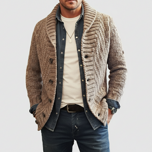 Men's Long Sleeve Knit Cardigan Coat - Lusomart