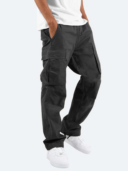 Comfortable Men's Loose Fit Cargo Pants with Multiple Pockets - Lusomart