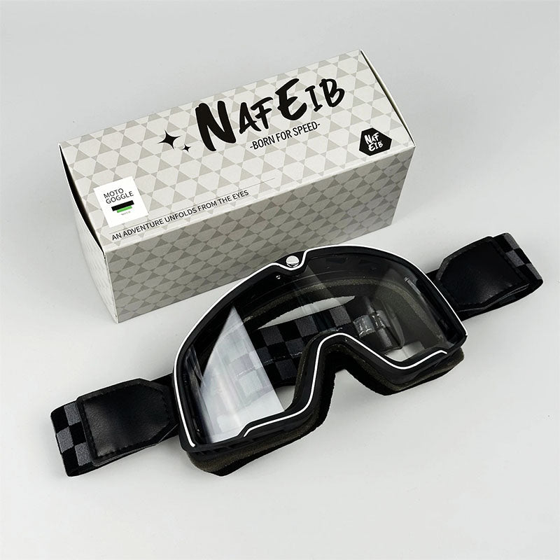 Men's Retro Motorcycle Goggles Fit Over Glasses Durable UV Protection HD Lens 9