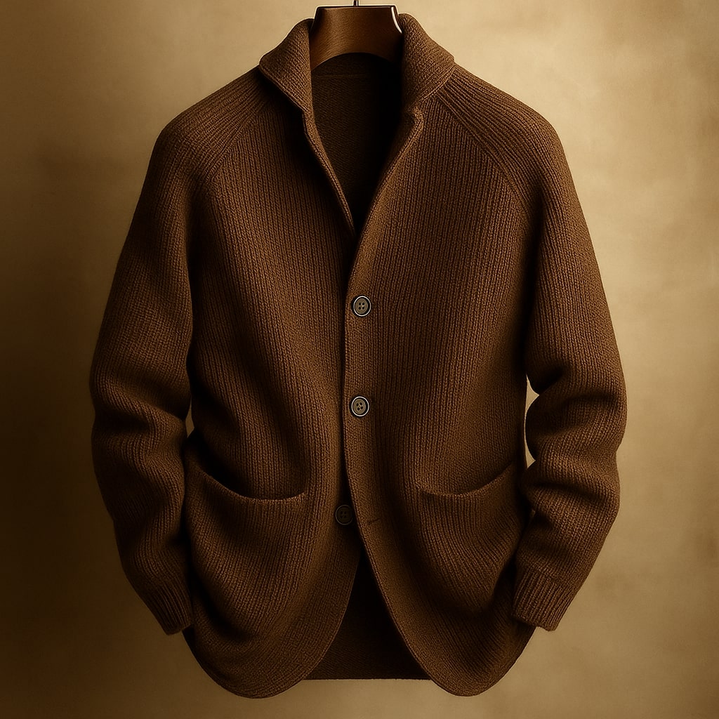 Men's Shawl Collar Cardigan with Lightweight Wool Blend – Comfortable Layer for Everyday Warmth 3
