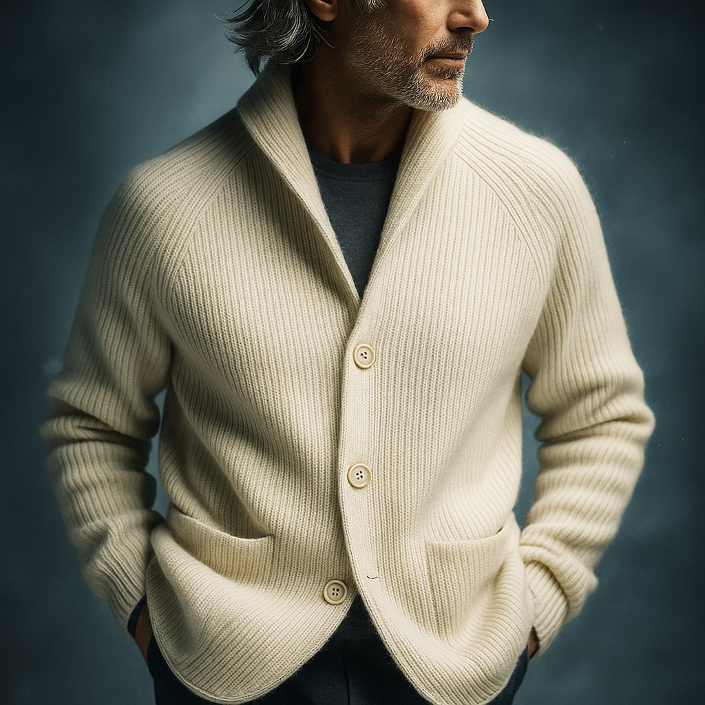 Men's Shawl Collar Cardigan with Lightweight Wool Blend – Comfortable Layer for Everyday Warmth 8