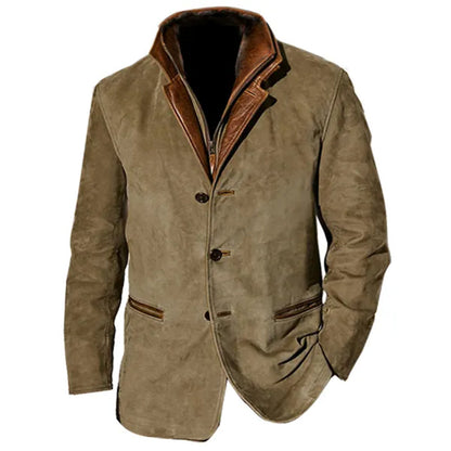 Men's Vintage Leather-Look Coat with Classic Tailored Fit 2