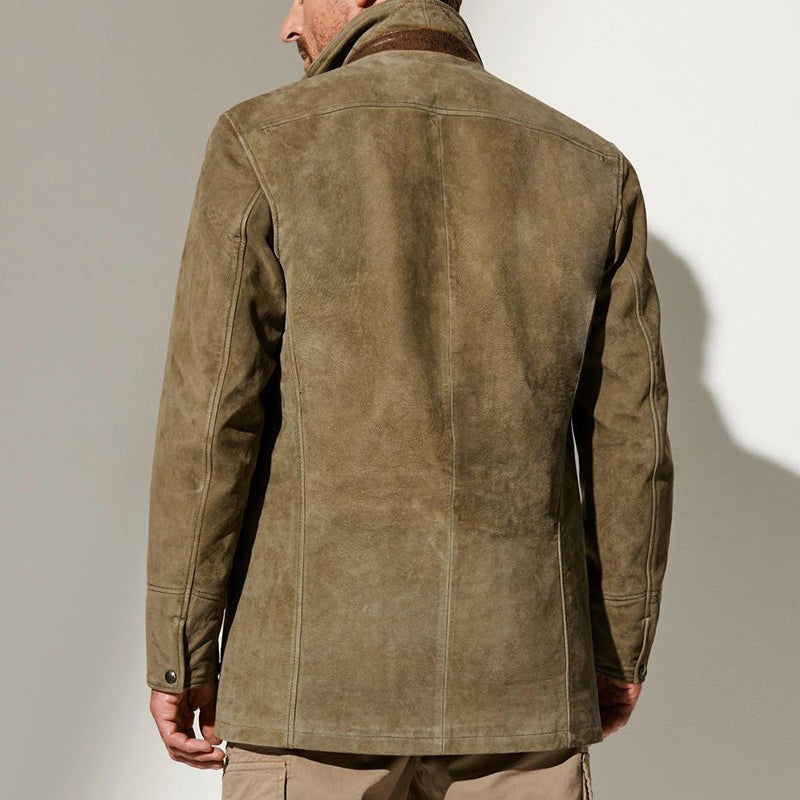 Men's Vintage Leather-Look Coat with Classic Tailored Fit 3