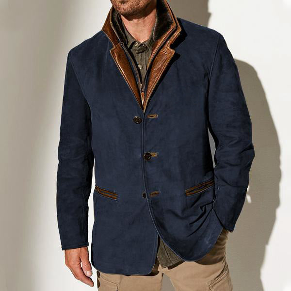 Men's Vintage Leather-Look Coat with Classic Tailored Fit 6