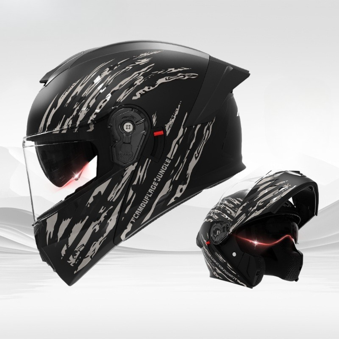 Men’s Vintage Modular Motorcycle Helmet Double Lens DOT ECE Approved ABS Shell 11